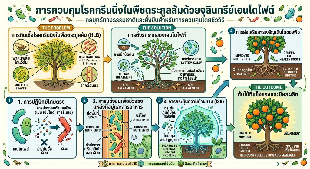 ประโยชน์ของเอนโดไฟท์กับโรคกรีนนิ่งในส้ม