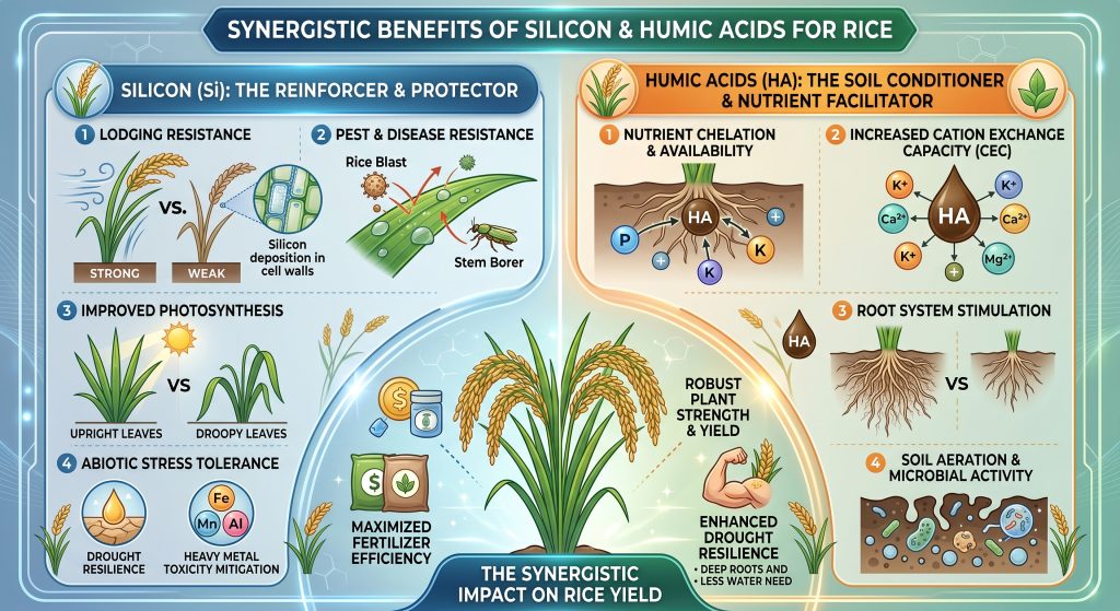 Synergy of Silicon and Humic Acids for Rice