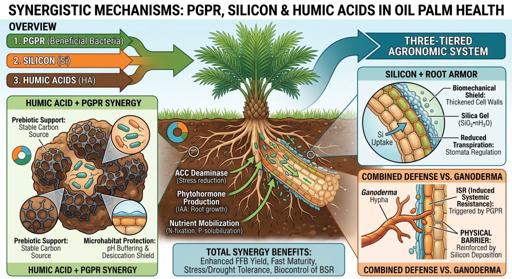 Synergy of Silicon, PGPR, Humic Acids against Ganoderma in Oil Palm